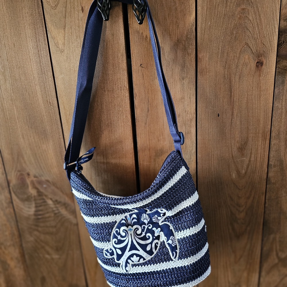 Vera Bradley Navy and White Crochet Shoulder Bag